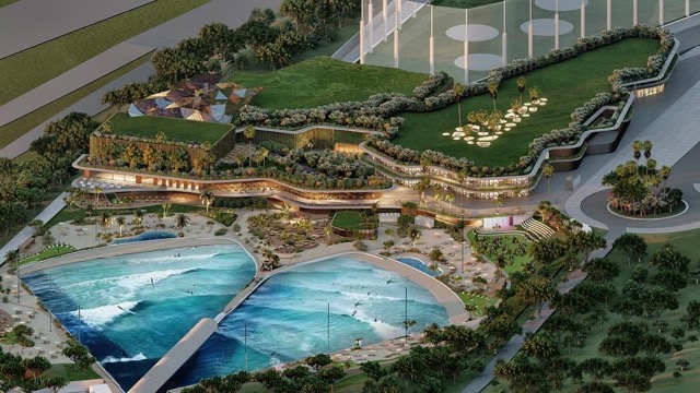 Vista aérea del proyecto wavegarden de la piscina de olas en Madrid