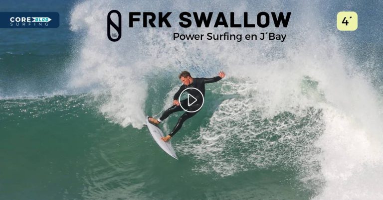 Rory Dace surfeando con la Slater Designs FRk Swallow en Jeffreys Bay, Sudáfrica