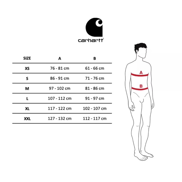 Guia de tallas de la chaqueta Carhartt Detroit Jacket