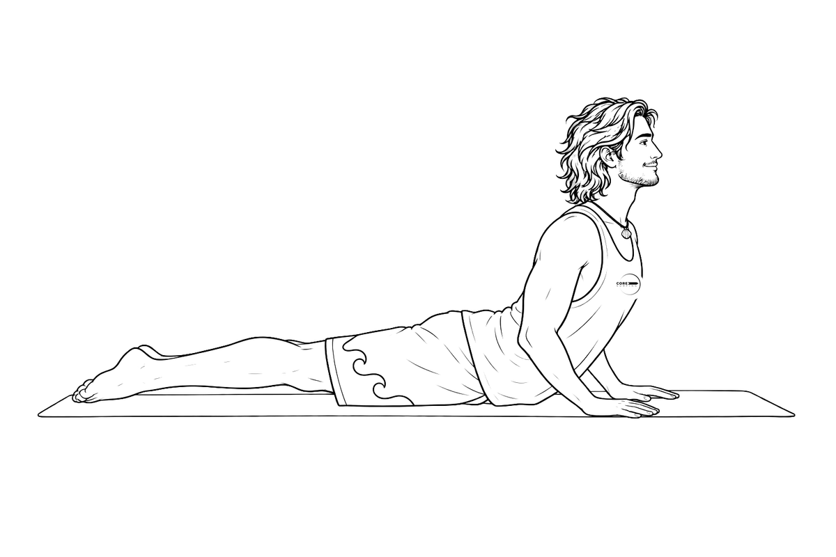 Postura de la cobra de yoga para mejorar la remada en el surf
